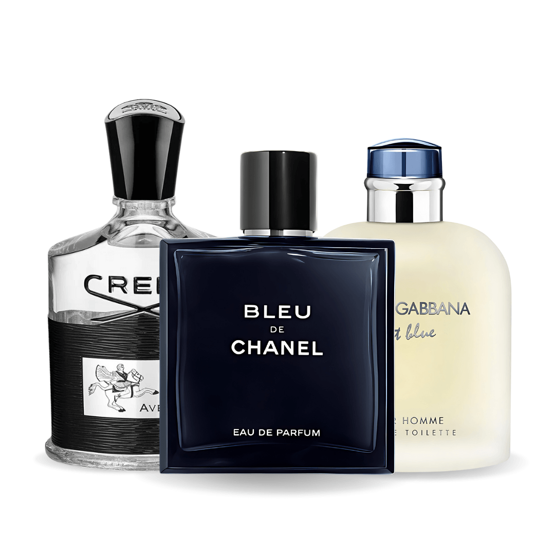 Комбо промоция от 3 парфюма: Bleu de Chanel, Creed Aventus и Light Blue Dolce & Gabbana, по 100 мл всеки.