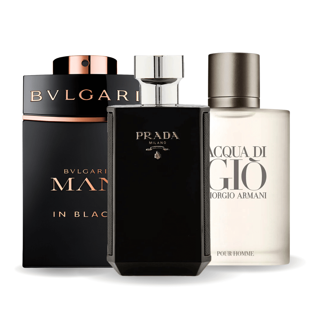 Bvlgari In Black, Giorgio Armani Acqua Di Gio и L'Homme Prada Intense