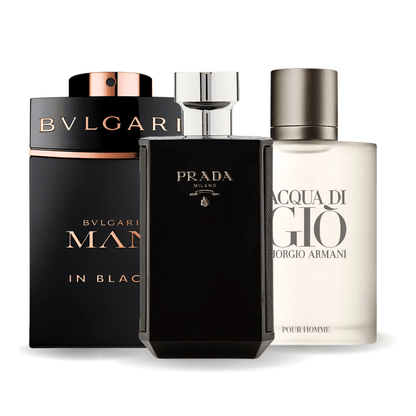Bvlgari In Black, Giorgio Armani Acqua Di Gio и L'Homme Prada Intense